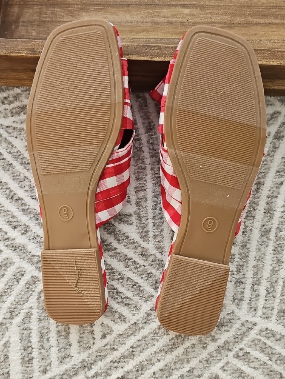a new day Red & White Gingham Bow Slide Mules - Picture 2 of 2